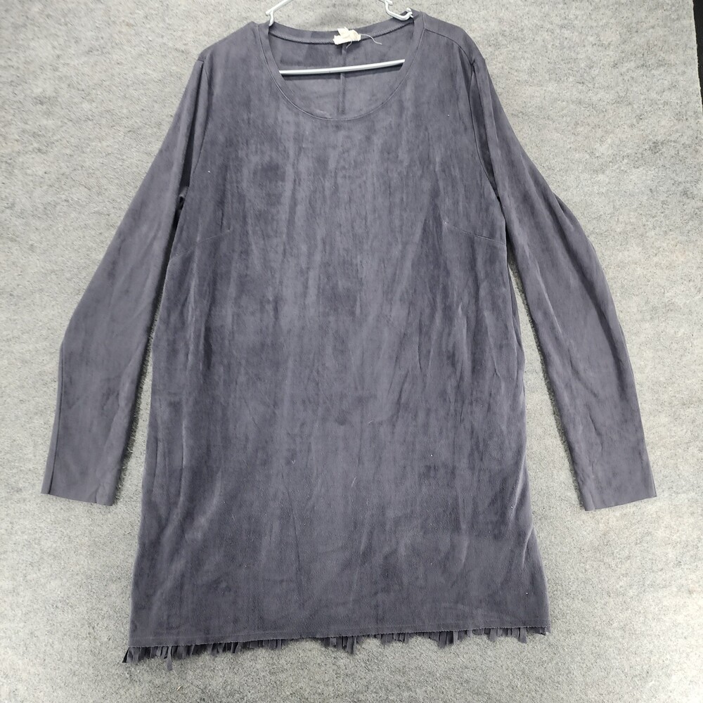 Joh Dress Womens XL Faux Suede Gray Long Sleeve